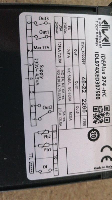 Refrigeration controller Eliwell IDPlus 974, 230V IDL974XED307500