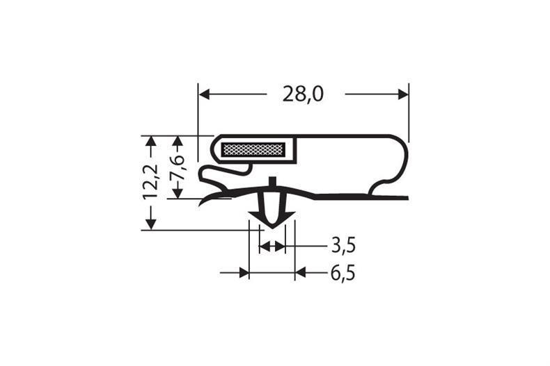 Push-in profile PVC grey L = 2.55 m with magnet M66