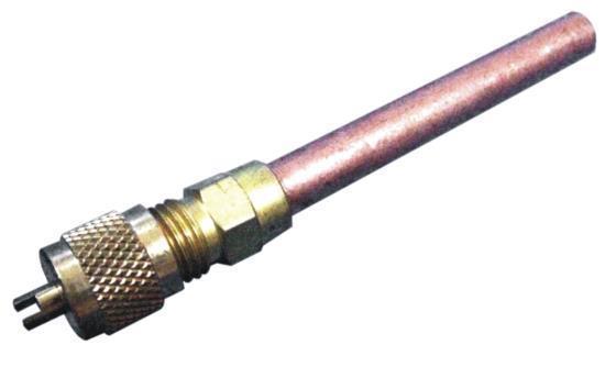 Schrader service valve with 1/4" x 100 mm pipe, soldering, 1/4" SAE