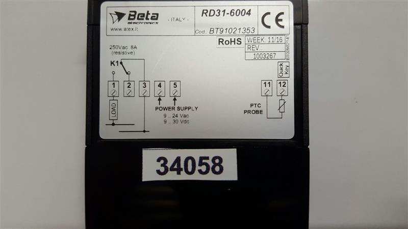 Refrigeration controller BETA RD 31-6004, 12/24V DC, 1PTC sensor