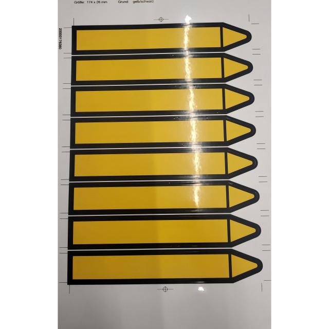 Refrigerant sticker arrow yellow 1x sheet = 10 stickers