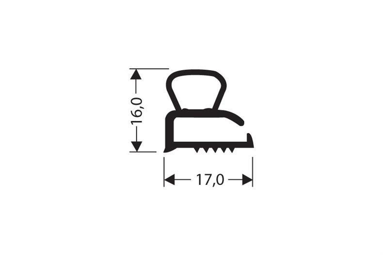 Flat profile PVC grey 1 m (16x17)