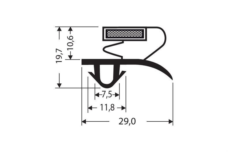 Push-in profile PVC black L = 2.55 m with magnet M71